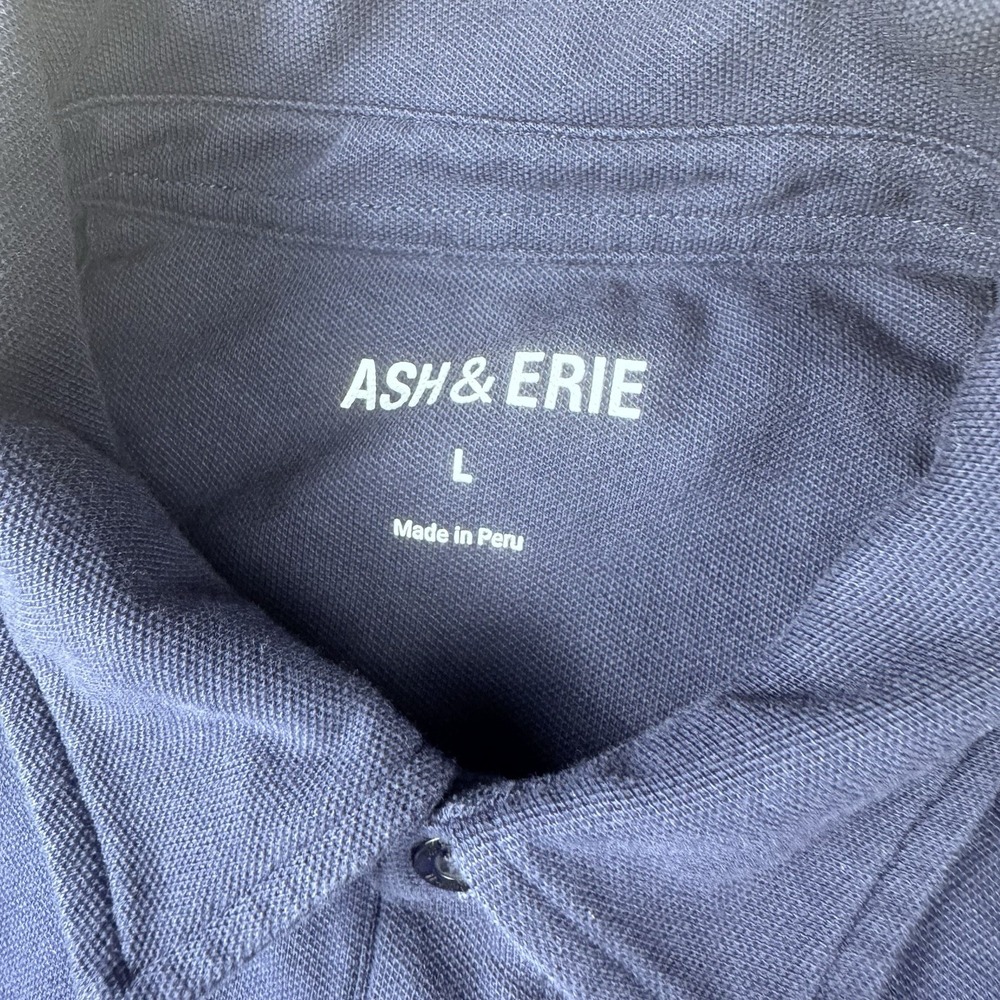 Ash & Erie Long Sleeve Polo Men L Blue Preppy Golf Collar Knit Pima Cotton - Picture 7 of 8
